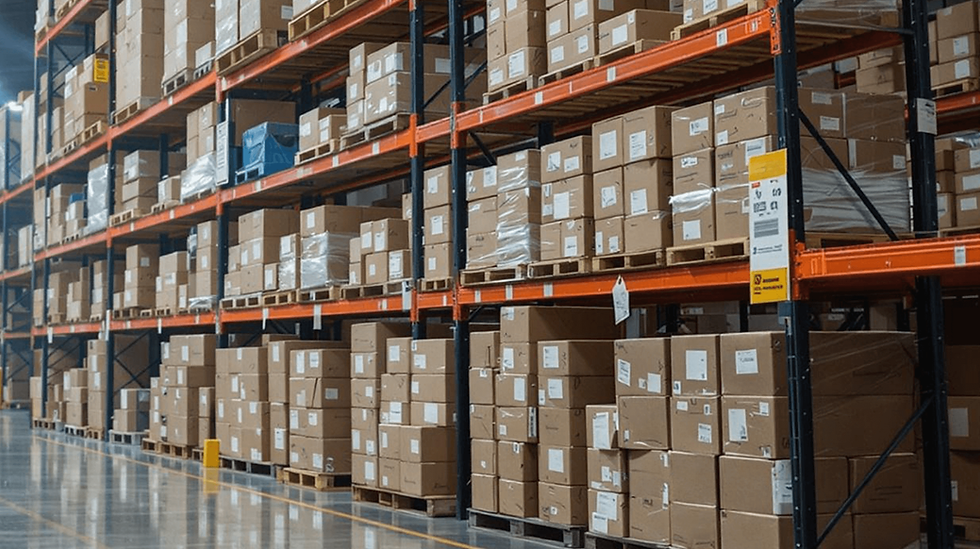 storage boxes on a shelf.