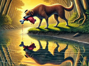El perro y su reflejo: una lección de codicia en el espejo de hoy