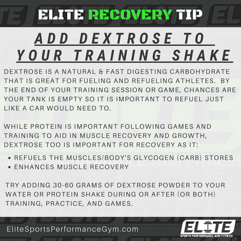 Elite Coaching 🔑 RECOVERY TIP: ADD DEXTROSE TO YOUR TRAINING SHAKE