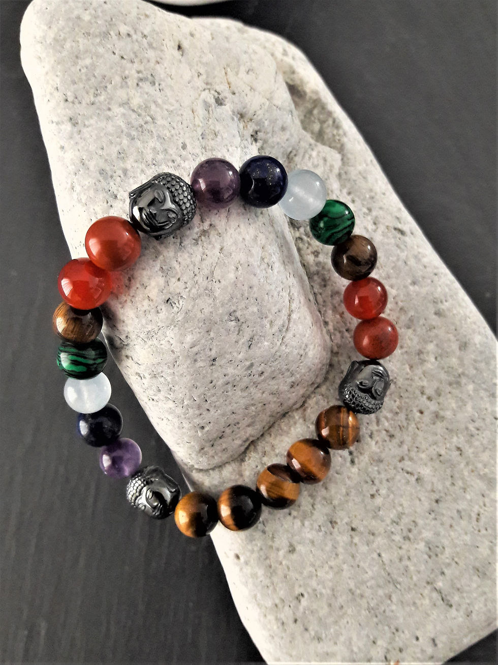 Bracelets perles 7 chackras et Bouddha