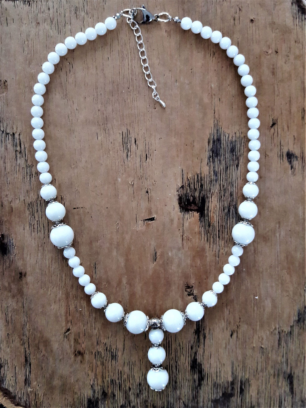 Collier perles naturelles Onyx blanc