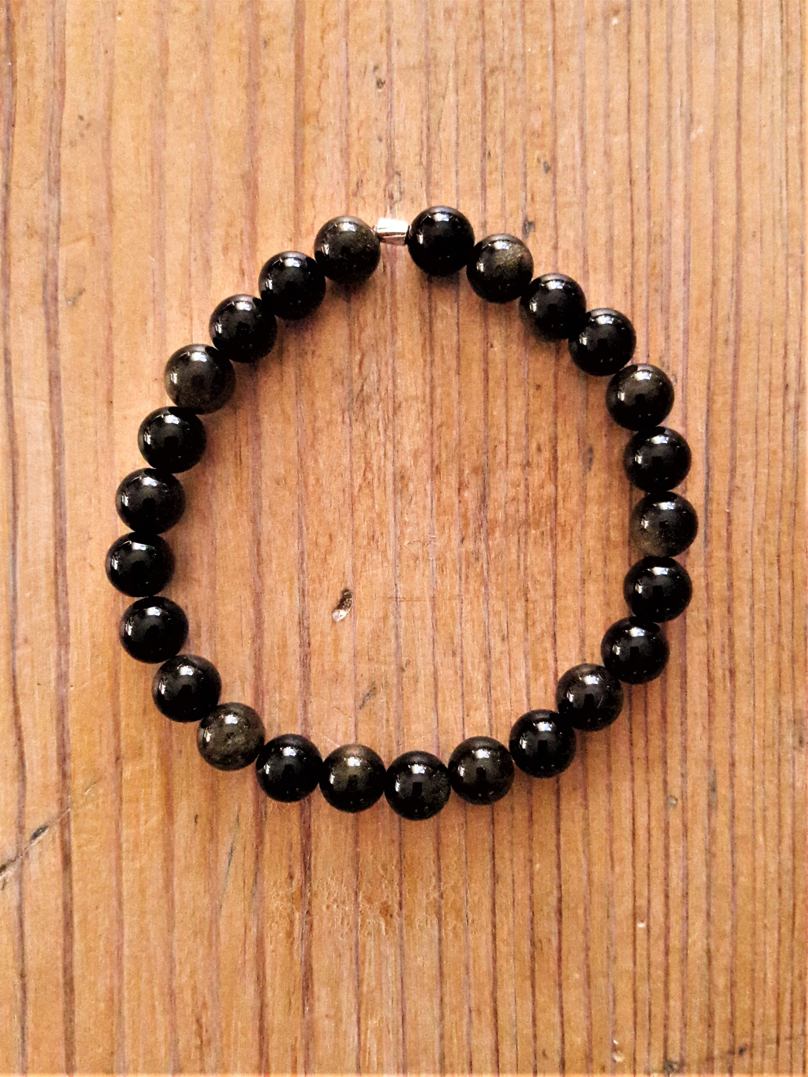 Bracelet en perles d'obsidienne naturelle