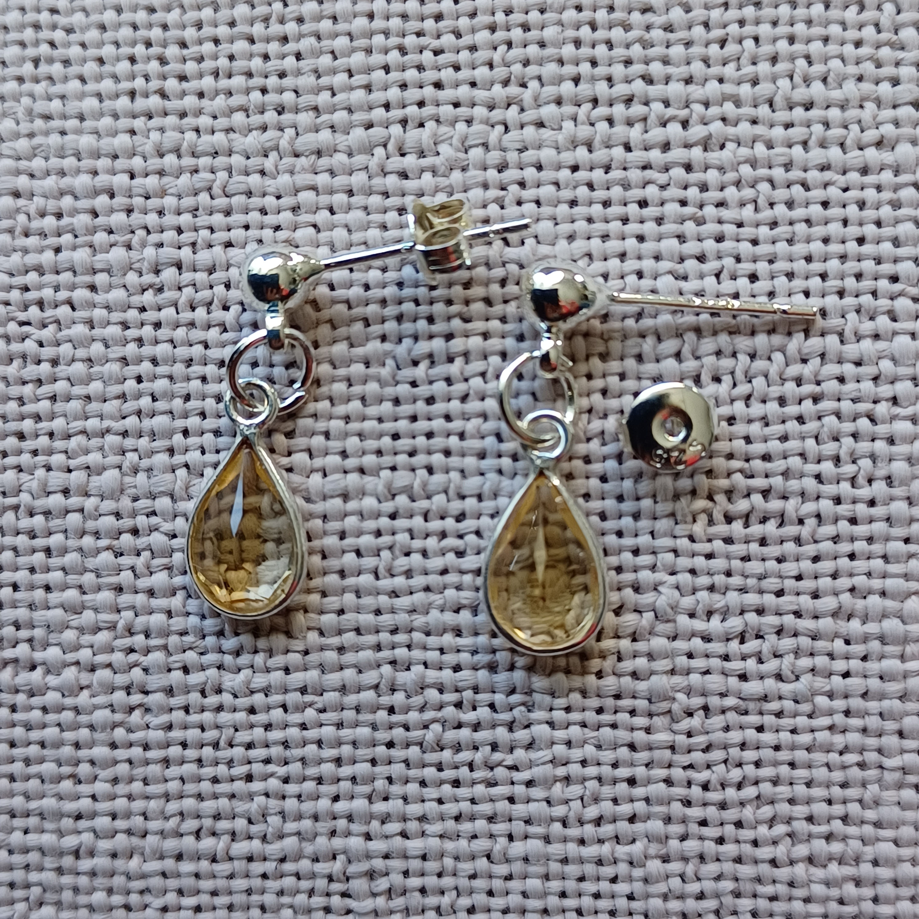 Boucles d'oreilles perles naturelles de citrine et argent 925