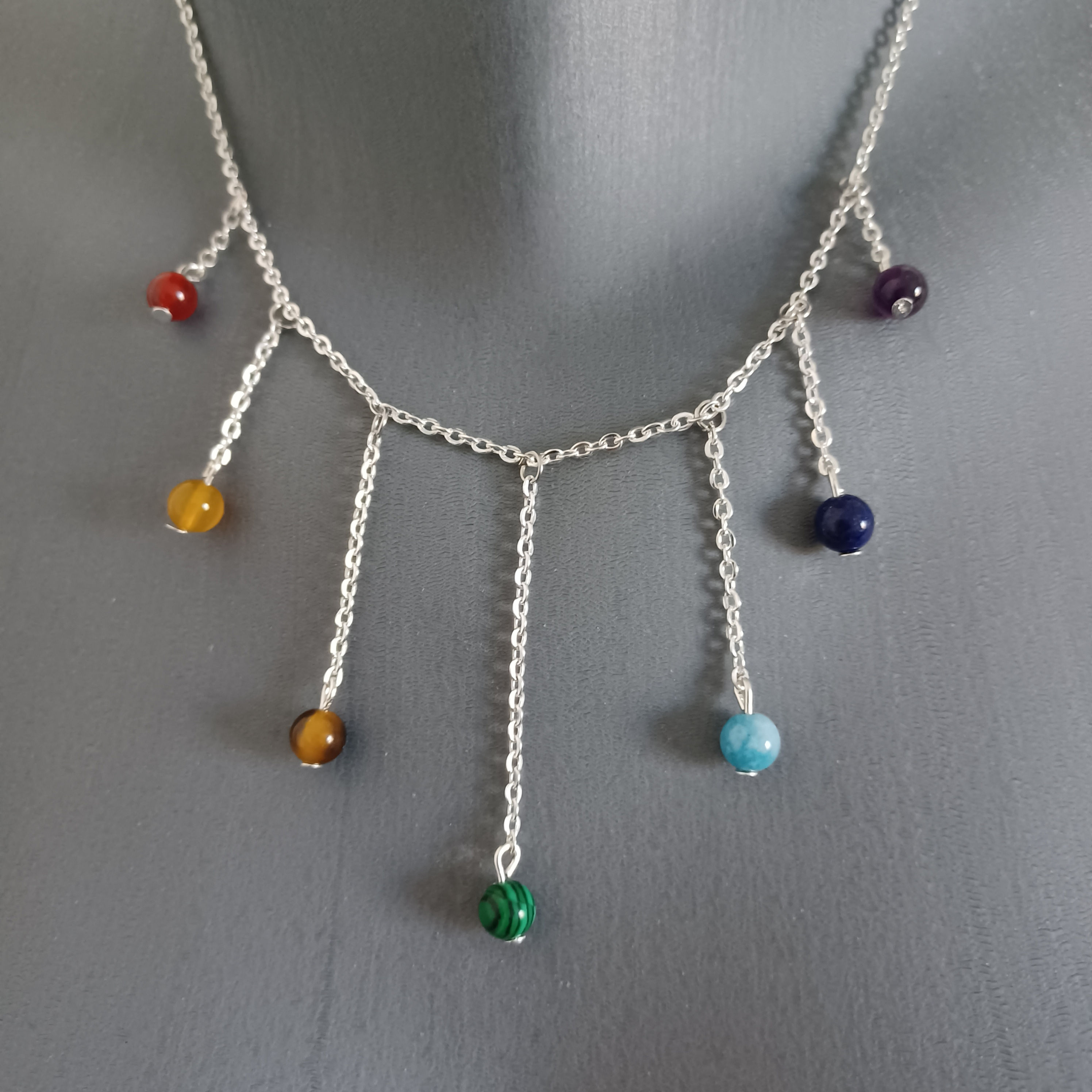 Collier 7 chakras perles pierres naturelles