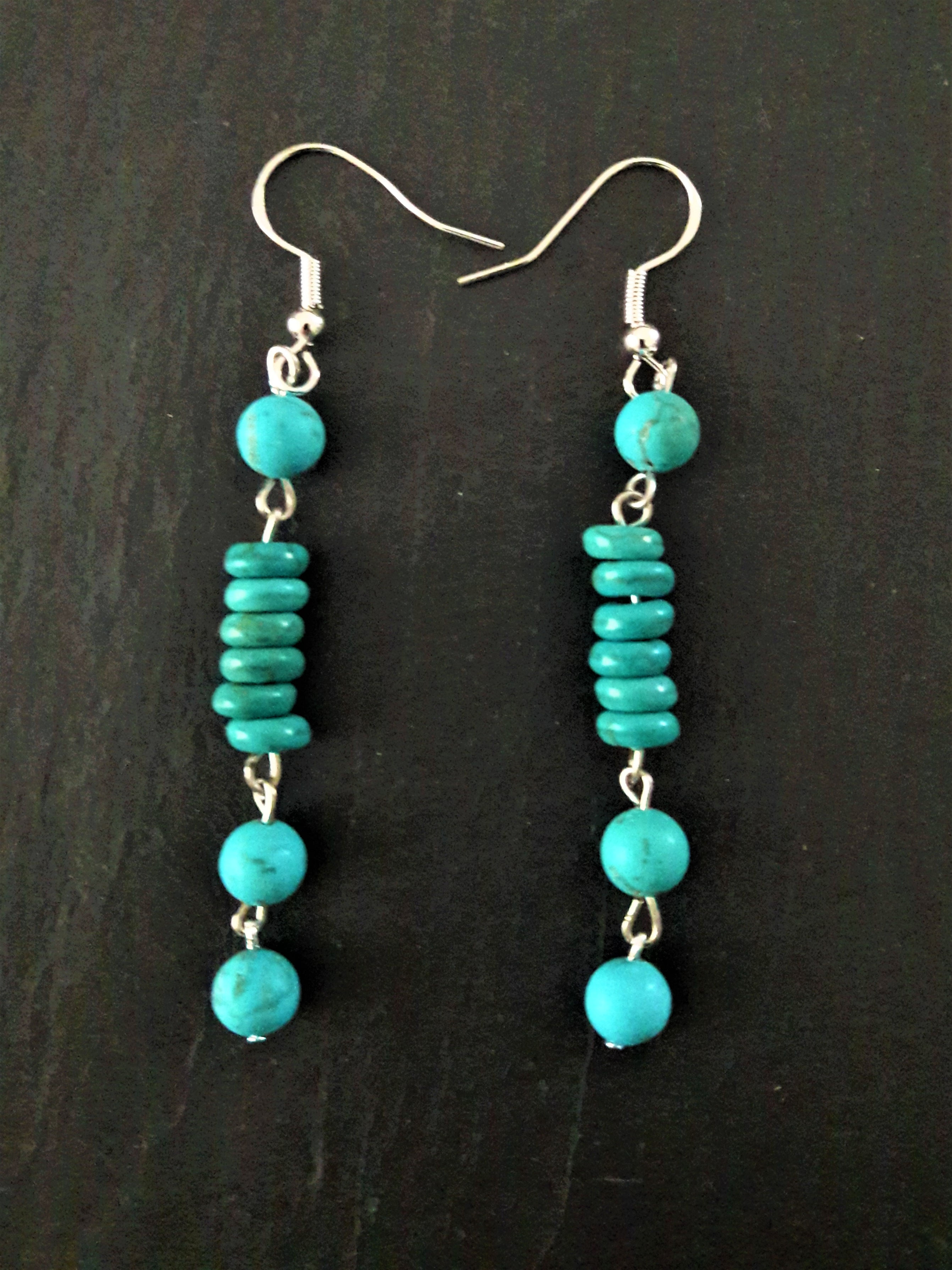 Boucles d'oreilles perles turquoises naturelles