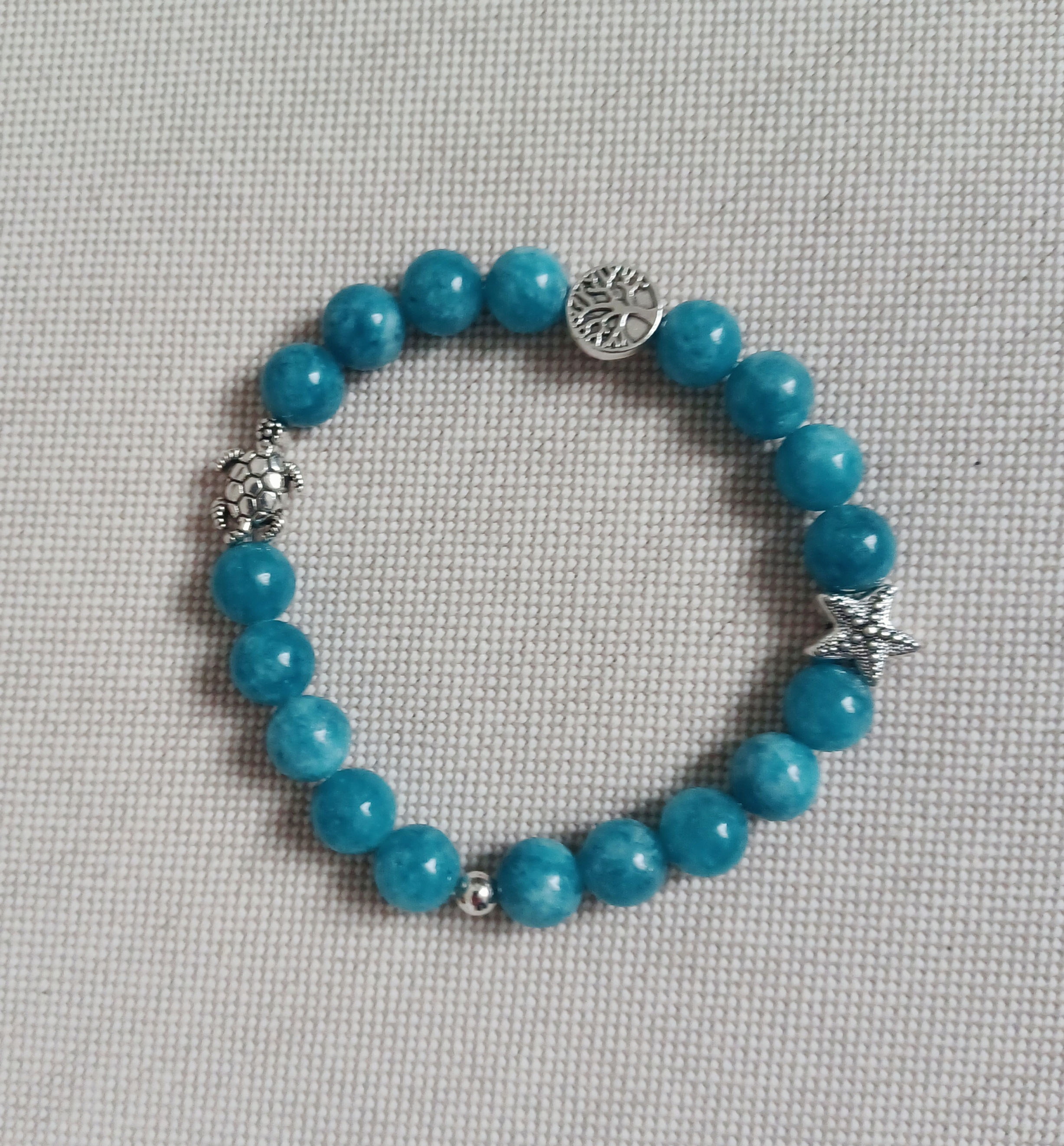 Bracelet 18 cm perles naturelles de calcédoine