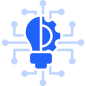 Blue lightbulb with a network, symbolizing interconnected innovation or system-based ideas.