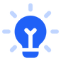 Blue lightbulb, representing innovation or ideas.