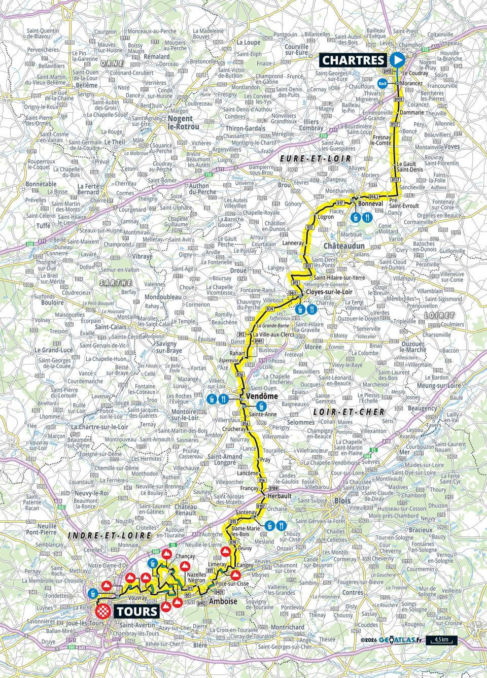 Plan de Paris-Tours 2026 © A.S.O.