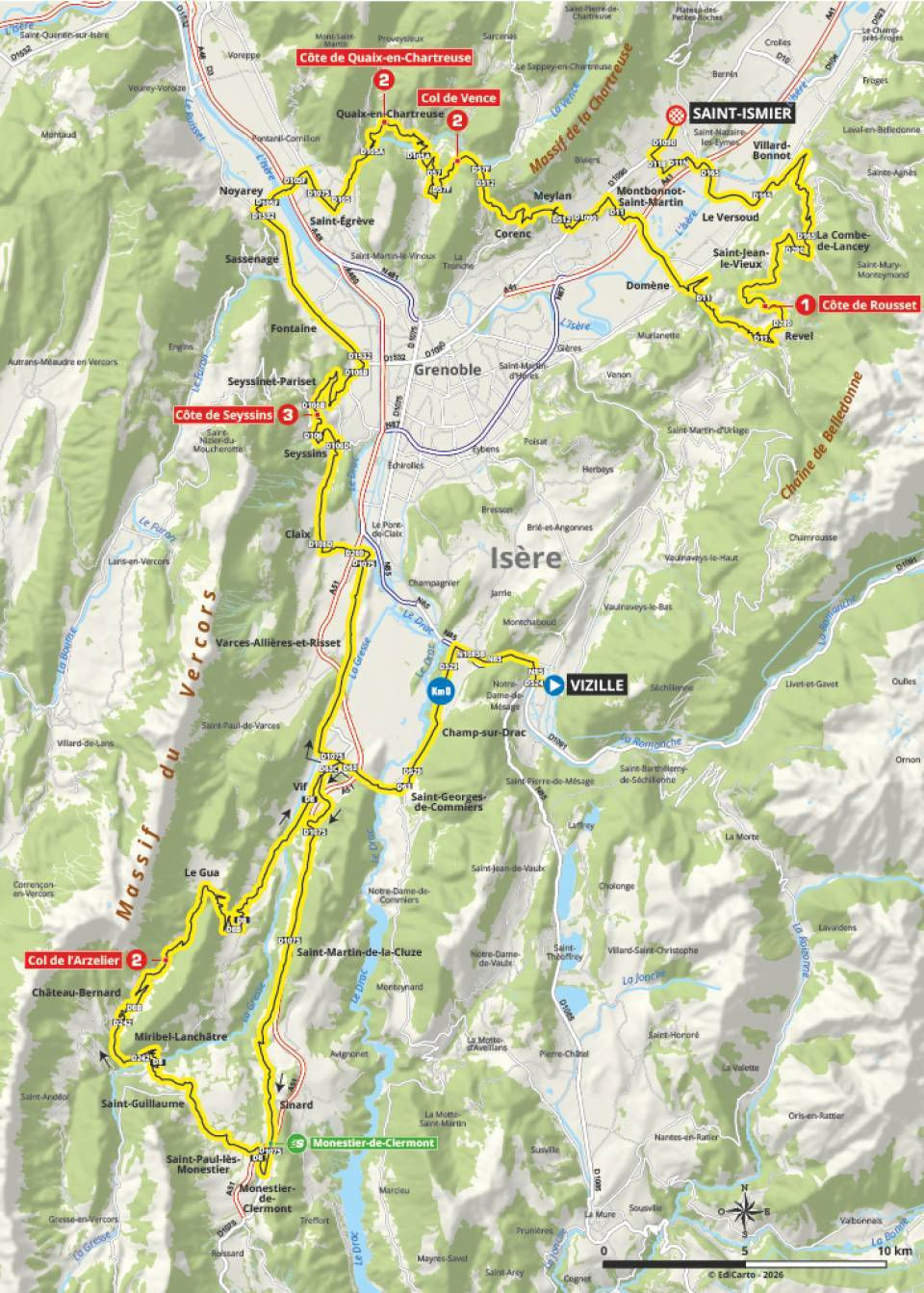Plan étape 1 Tour Auvergne Rhône Alpes