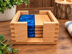 Handcrafted Blue Resin Coaster Set.png