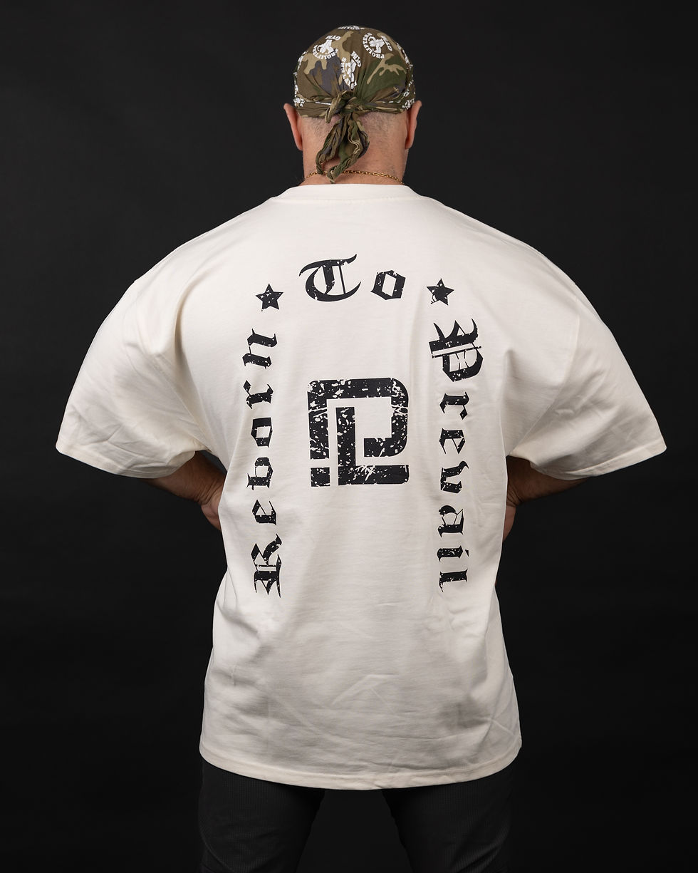 Thumbnail: "Reborn to Prevail" Unisex oversize T-shirt ecrue color