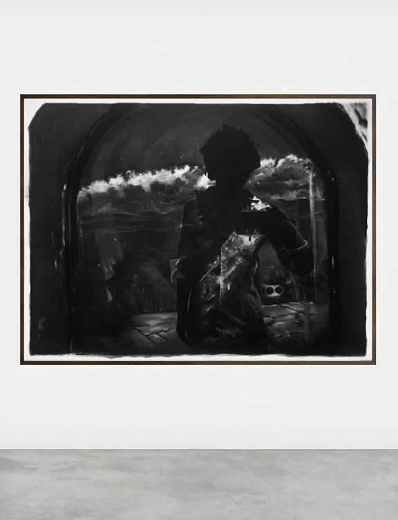 monochrome large scale charcoal drawing by romanian artist dragos sulgheru, delf portrait reflection