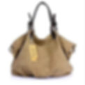 Large boho canvas handbag stone washed shoulder bag with leather trim main view