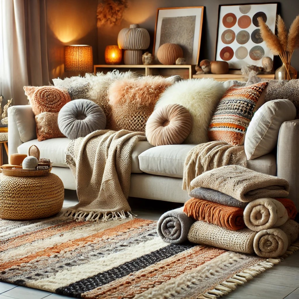 Boho rugs pillows and blankets
