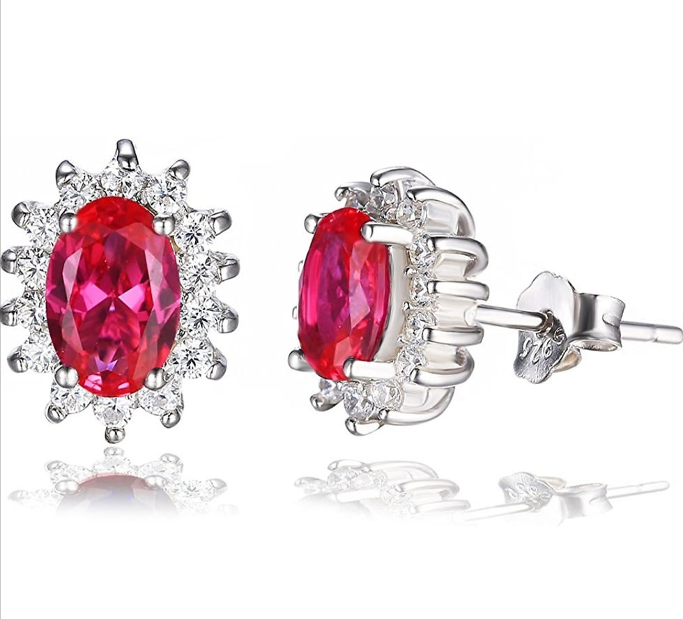 Thumbnail: SILVER 925 JEWELLERY SET WITH  RED RUBY