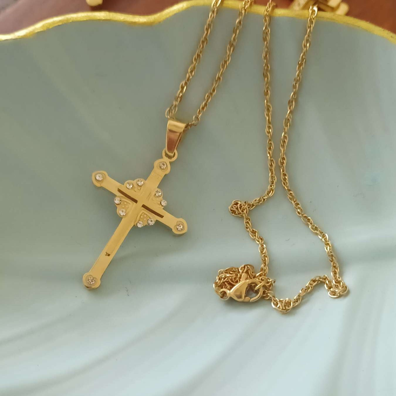 STAINLESS STEEL GOLD CROSS