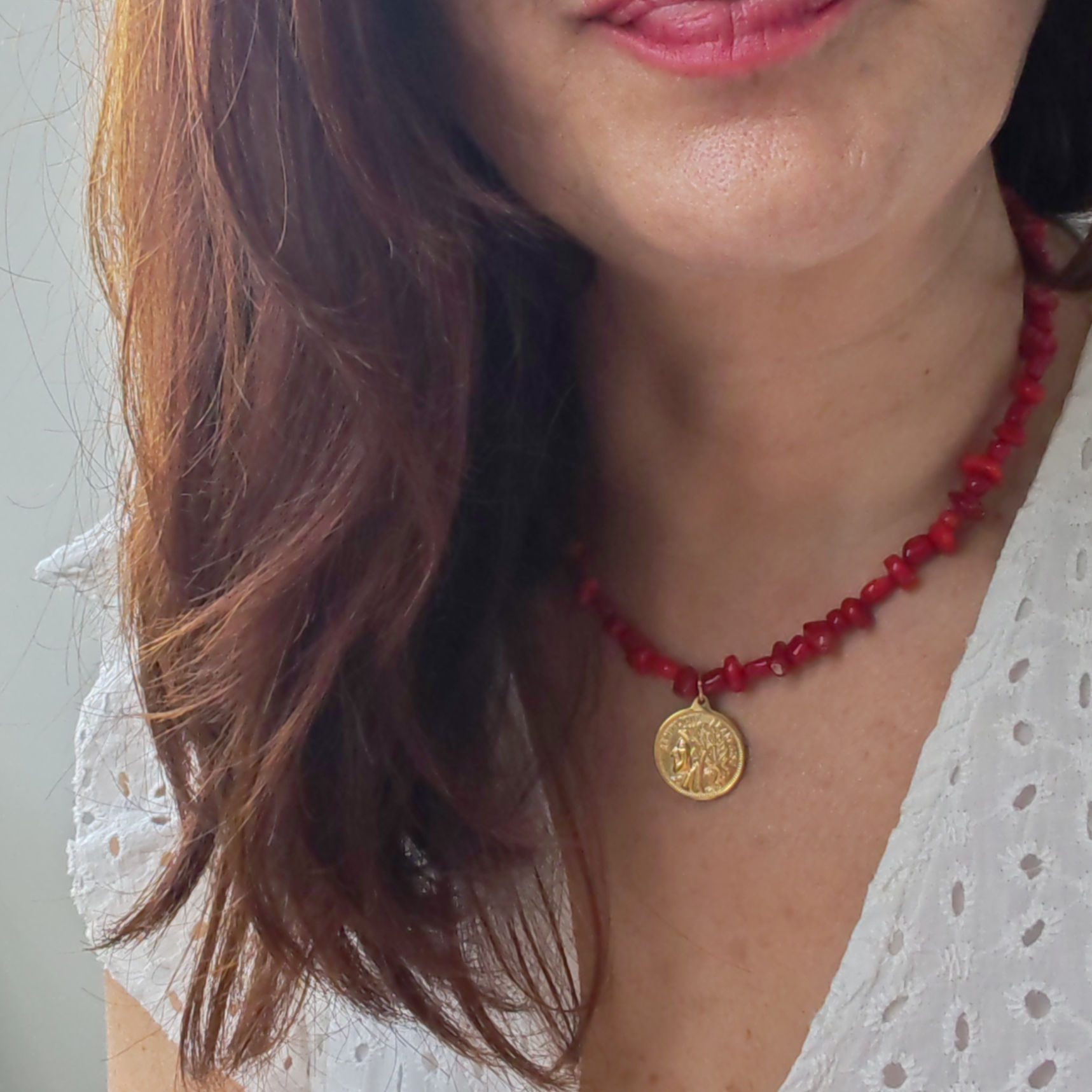 RED CORAL BEADS NECKLACE