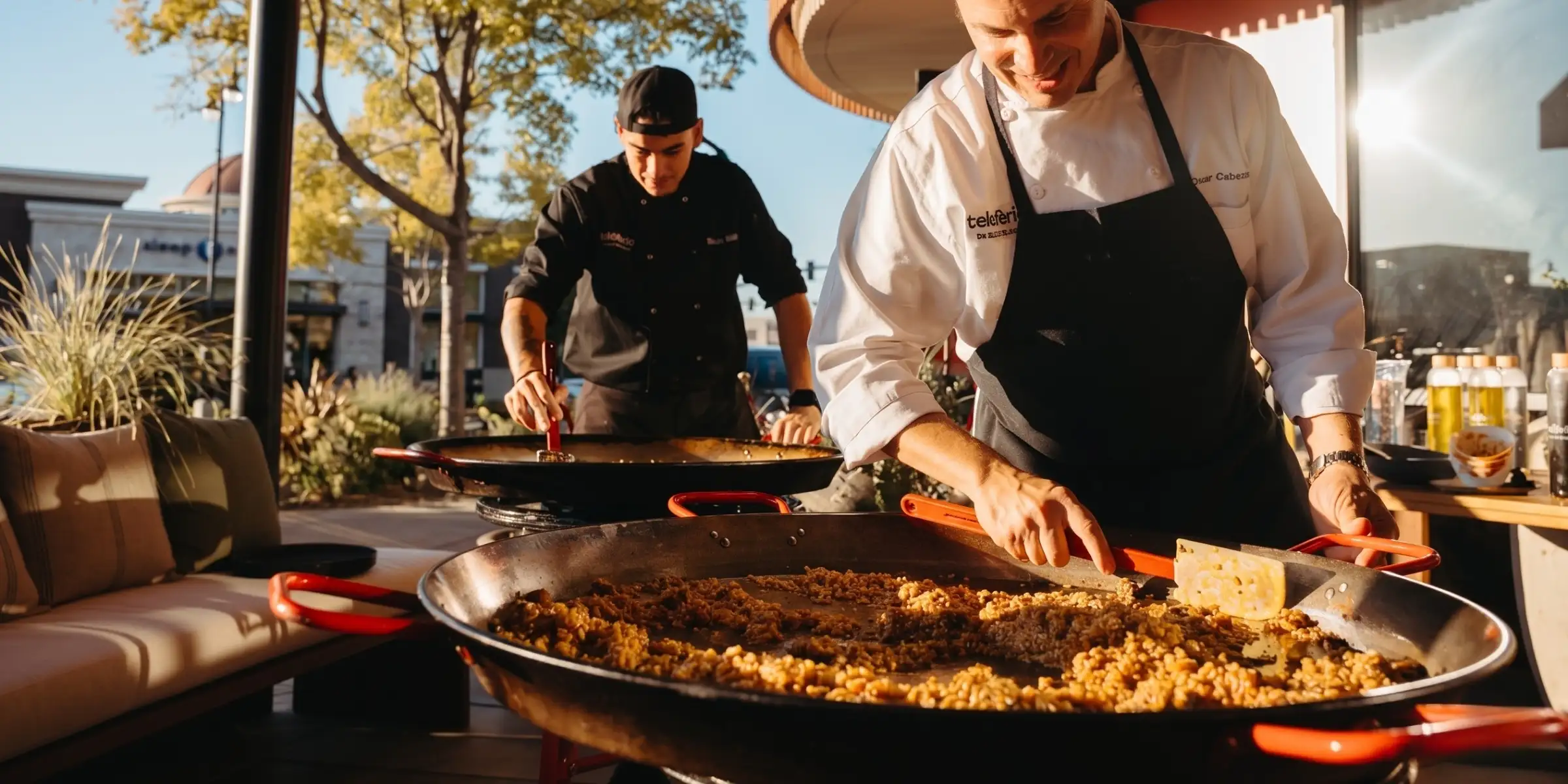 Spanish paella catering for an off-site event in West Los Angeles