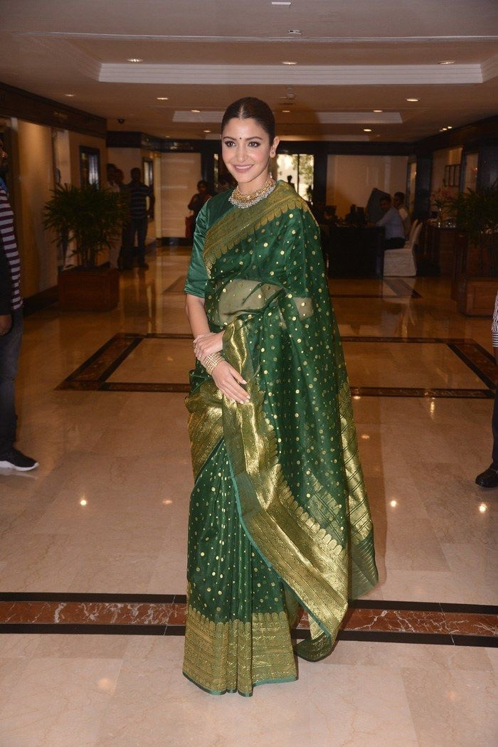 Anuska sharma chanderi saree