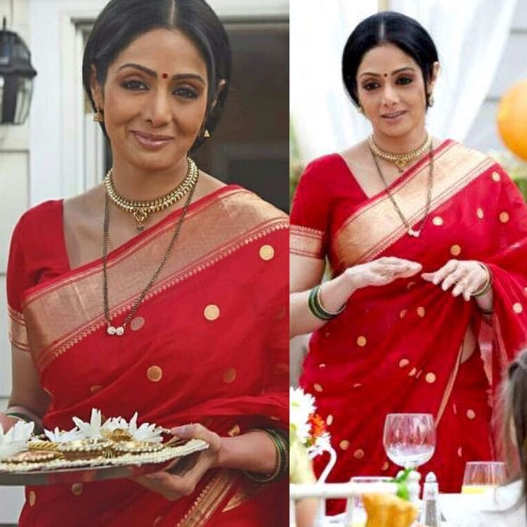 Shridevi red Chanderi silk saree
