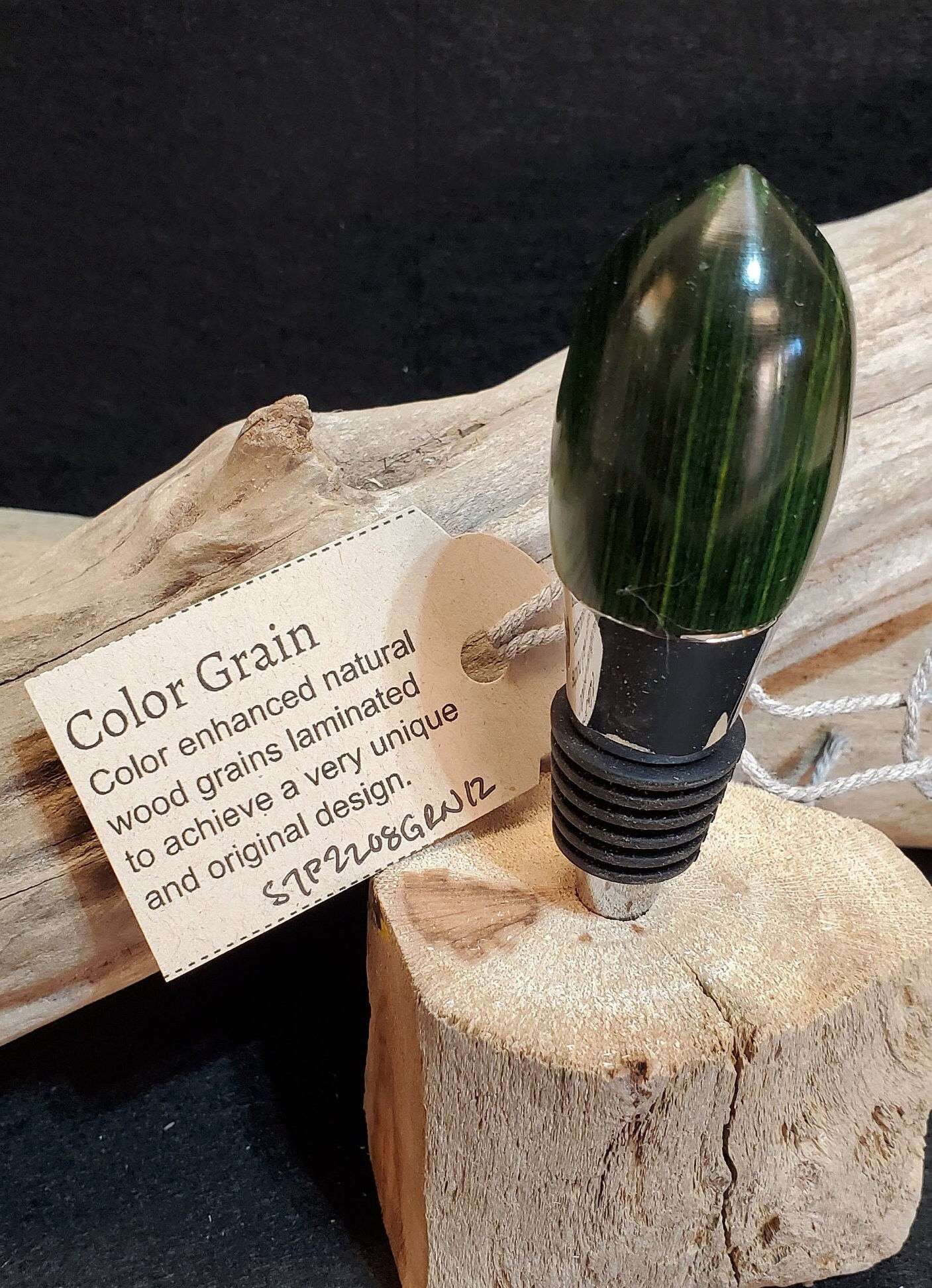 Wine Bottle Stopper turned from Color Grain