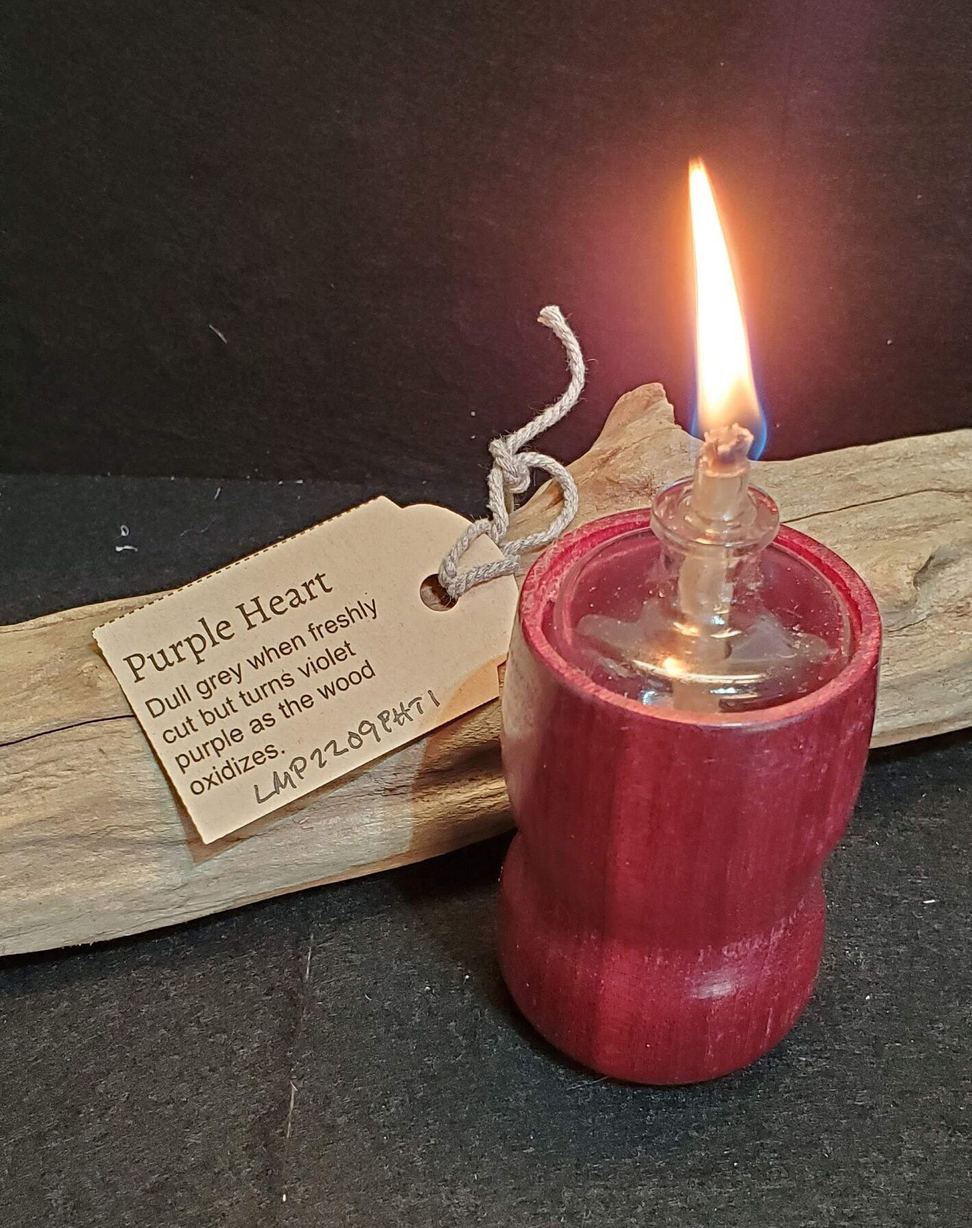 Confetti Oil Lamp turned from Purple Heart