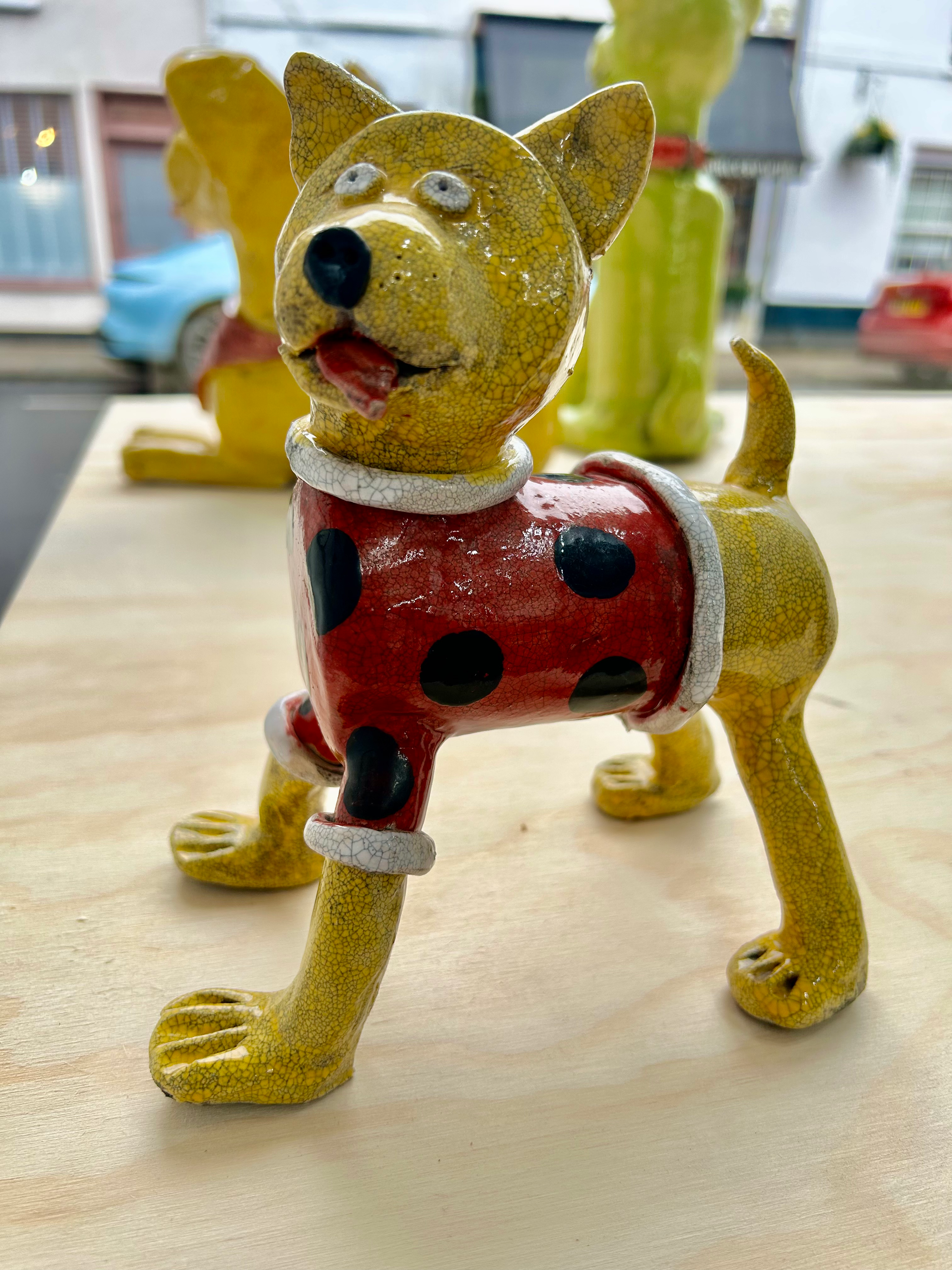 Happy Yellow Dog with Jumper, Heather Hunt