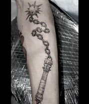 flail fineline medieval weapon tattoo chicago