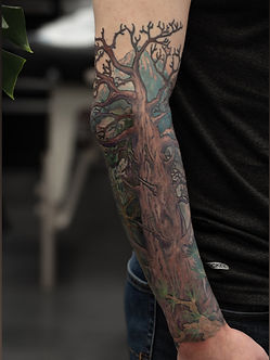 Color tree tattoo by Gifford