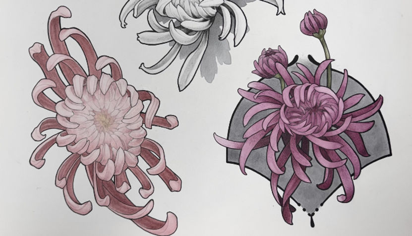 custom floral flash by chicago tattoo artist Nikki Kazmar.jpg