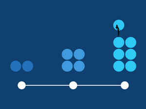 A person accumulating circles over a three step process