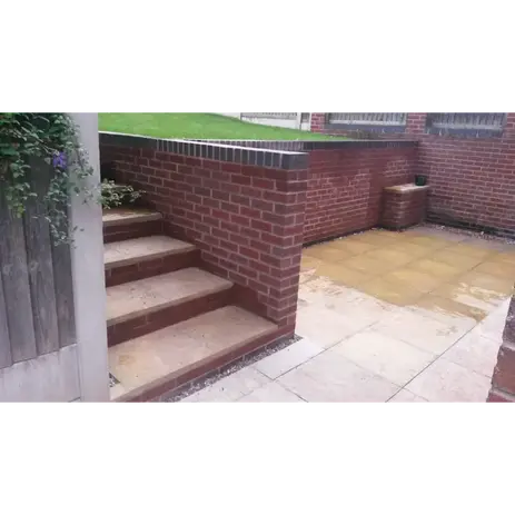 brick and stone steps in garden