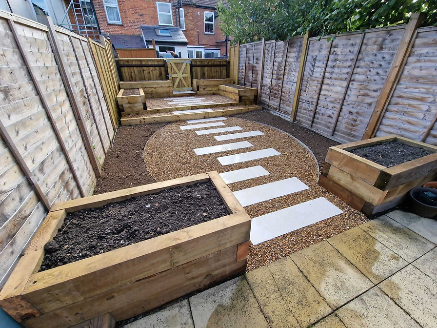 modern rectangular pathway in a garden