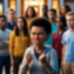 Uma pessoa em meio a outras pessoas expressando o sentimento de raiva