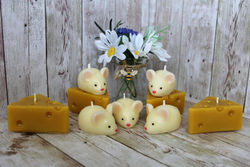 Beeswax mouse and cheese - group of mice and cheese