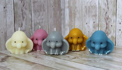 Beeswax Elephant Candle in a group close up front