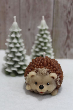 Beeswax Hedgehog Candles-white-x1-with trees
