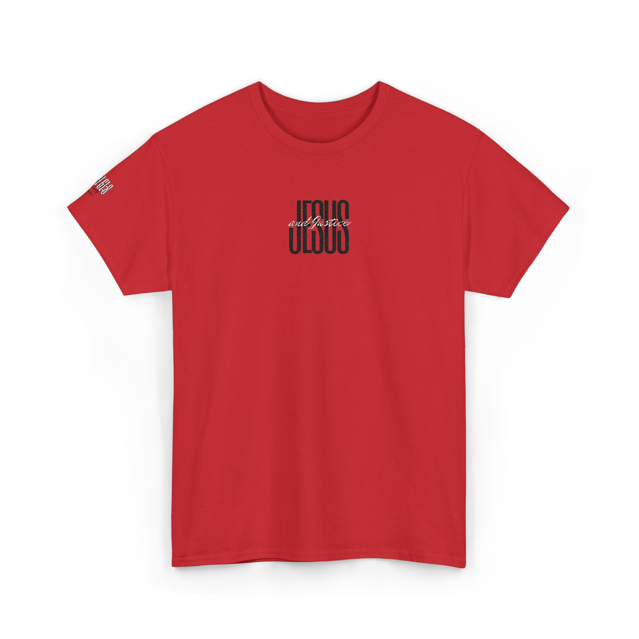 Jesus & Justice Embroidered Tee - Red