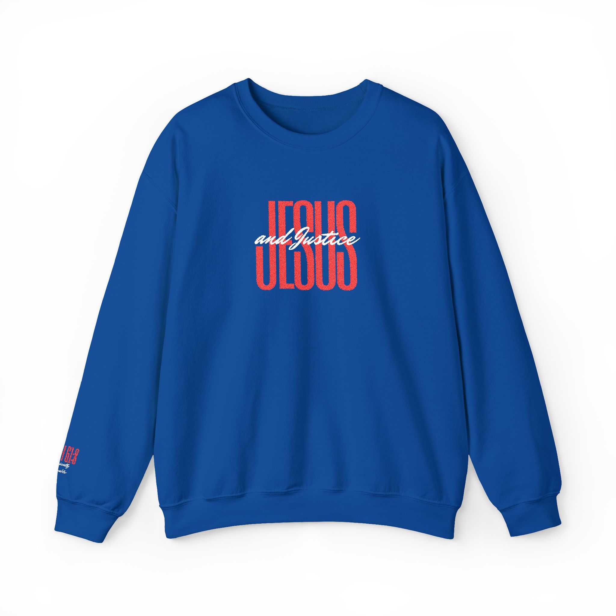 Jesus & Justice Embroidered Sweatshirt - Blue