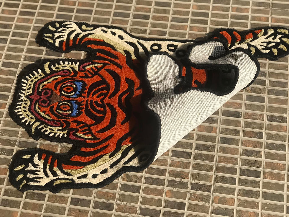 Thumbnail: Tibetan Tiger Skin Rug | Hand-Tufted 100% Wool | 2x3ft | Nepal | 091