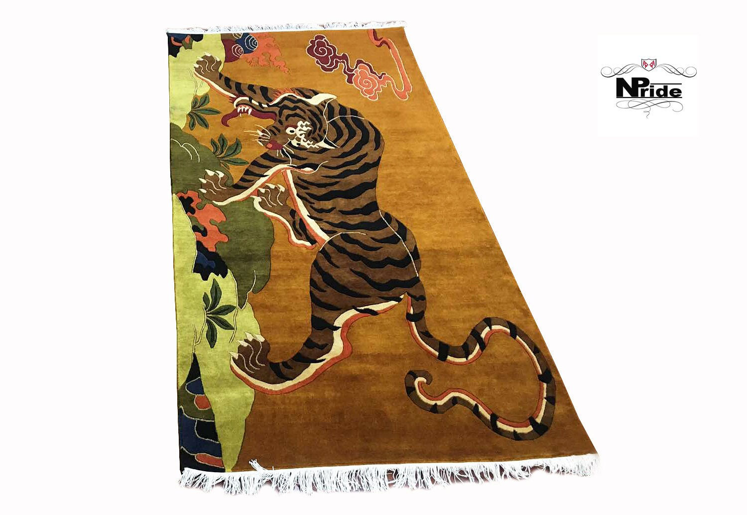 Hand knotted  Tiger Rug Yellow N113