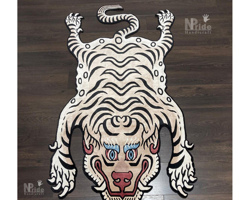 White Tibetan Tiger Rug 066 | NPride Rugs & More