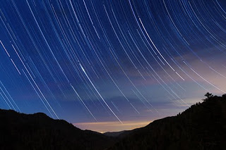 Star trail night photography in mountains near phoenix az