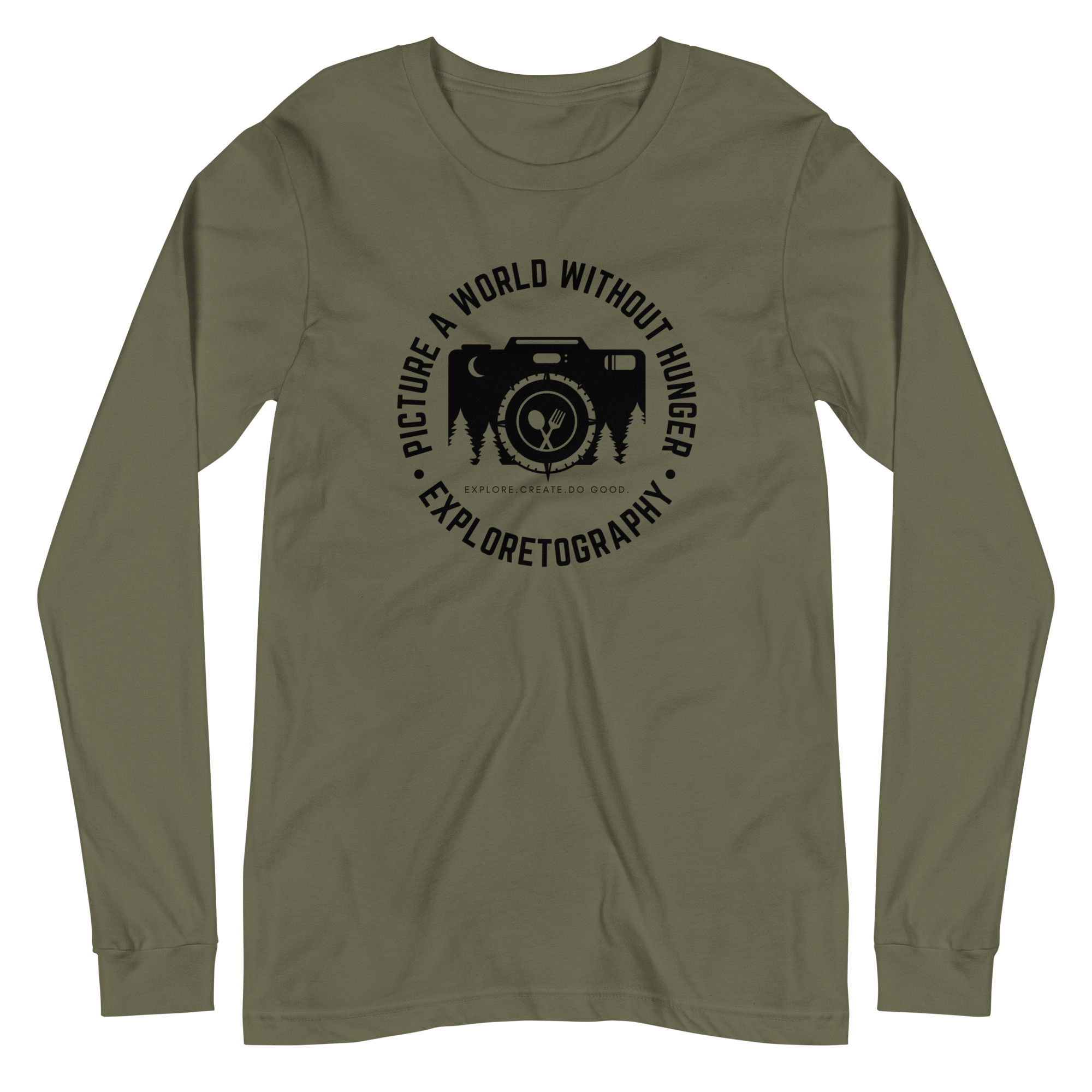Picture A World Without Hunger Unisex Long Sleeve Tee-Black Ink