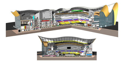 The Center for Rhythmic Gymnastics. 3D cuts of the architectural model | Image courtesy of CPU Pride