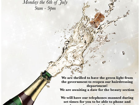 Salon Reopening – Monday 6th July