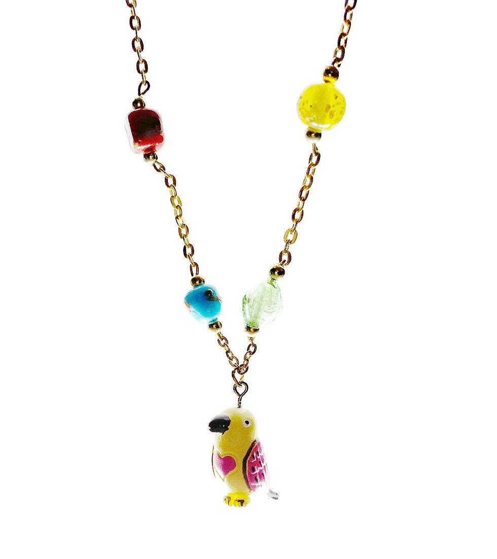 Thumbnail: Children’s colourful tropical children’s necklace with parrot charm