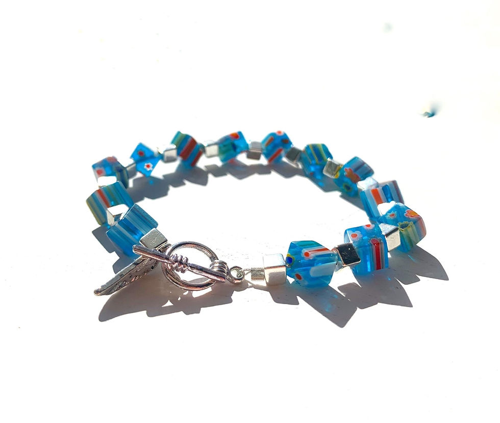 Thumbnail: Children’s colourful charm bracelet with silver angel charm and toggle clasp 
