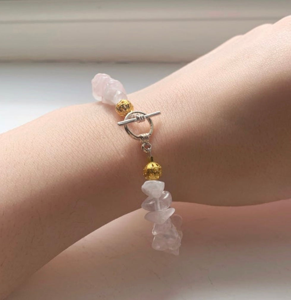 Thumbnail: Healing gemstone rosw quartz beaded bracelet
